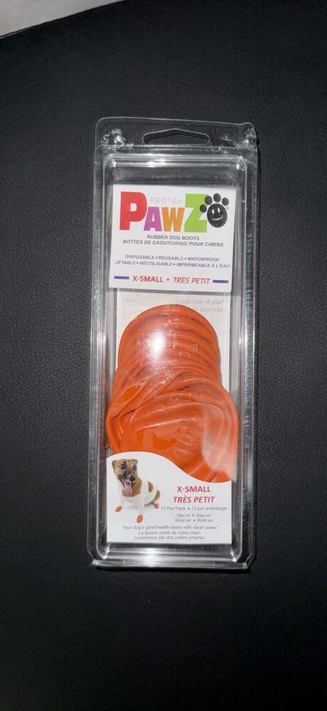 PawZ Extra Small Orange Rubber Dog Boots - 12 Pack